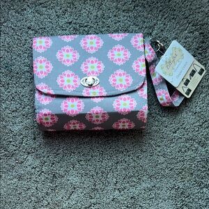 LillyBit Gray and Pink Floral Diaper Clutch. Brand new never used!